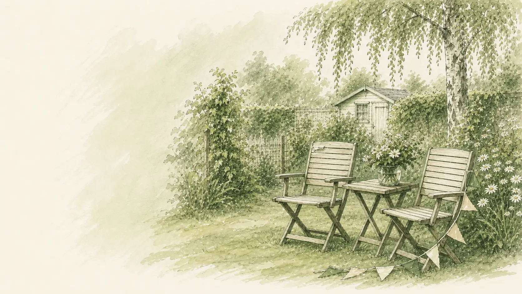 Gartentisch mit Stühlen in einer Kleingartenanlage